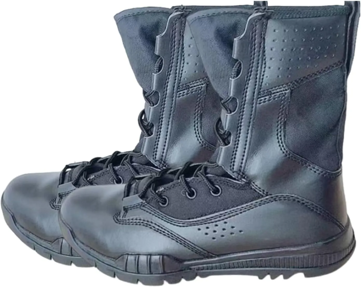 Wygwlg Tactical Boots for Men Waterproof, Men's Breathable Lightweight Non-Slip Military Tactical Boots, Leather Outdoor Hiking Combat Boots, for Hiking, Motorcycle, Climbing, Army Training