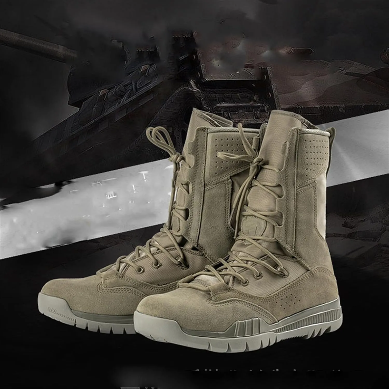 Wygwlg Tactical Boots for Men Waterproof, Men's Breathable Lightweight Non-Slip Military Tactical Boots, Leather Outdoor Hiking Combat Boots, for Hiking, Motorcycle, Climbing, Army Training