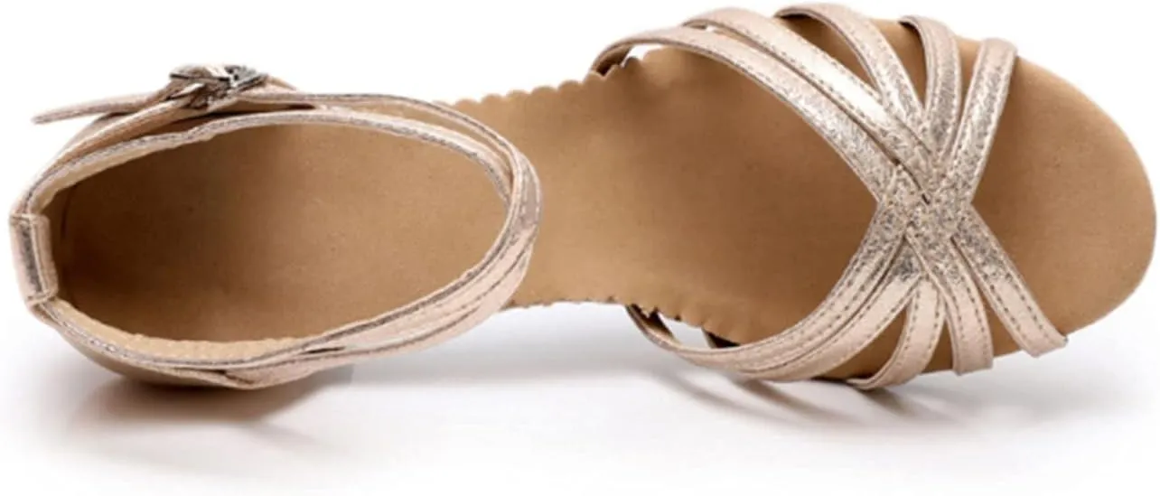 Wygwlg Women Latin Dance Shoes, Ladies Ballroom Dance Shoes, 3.5/5.5/cm Heel (Color : Gold 3.5cm, Size : 6)