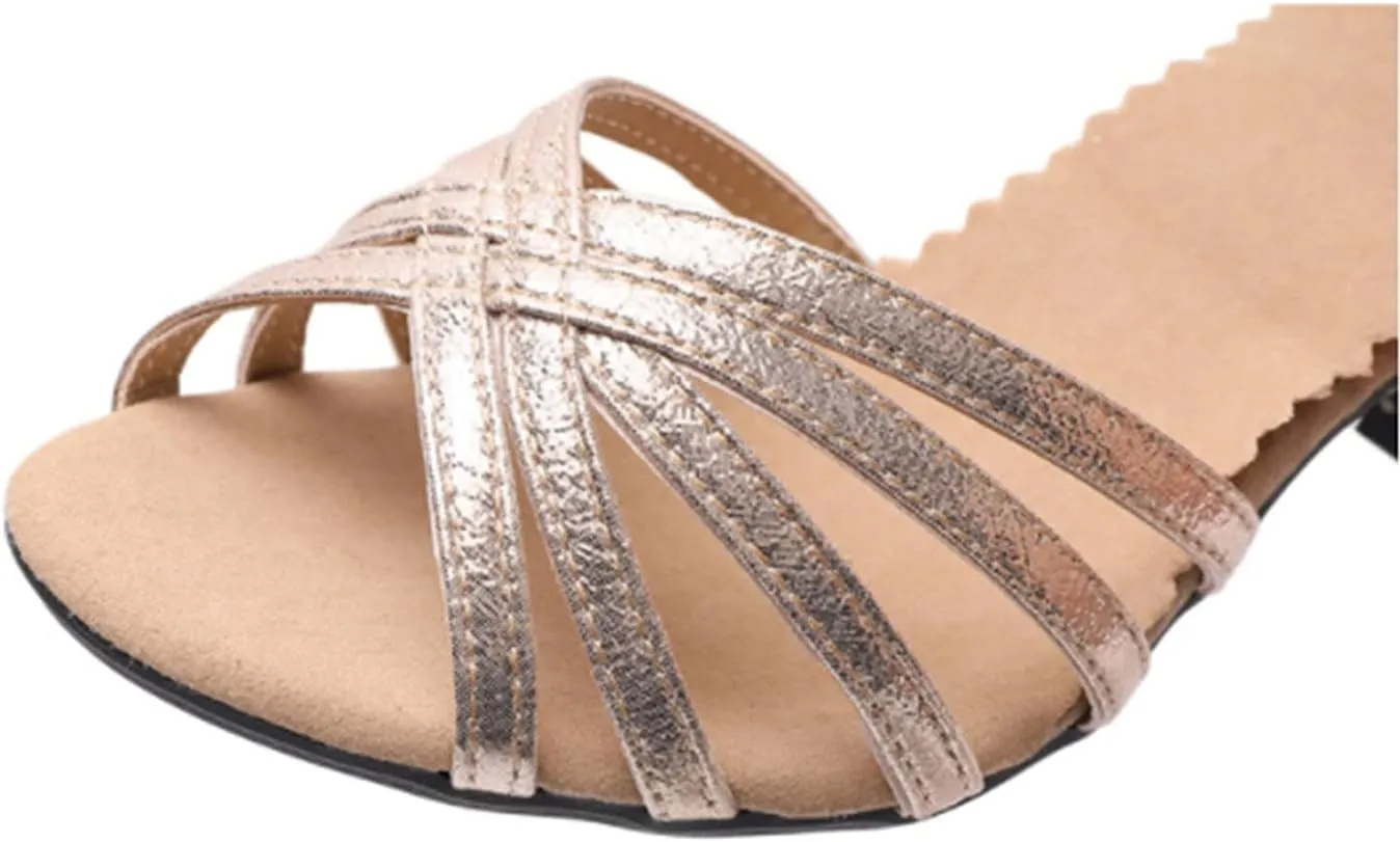 Wygwlg Women Latin Dance Shoes, Ladies Ballroom Dance Shoes, 3.5/5.5/cm Heel (Color : Gold 3.5cm, Size : 6)