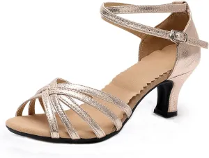 Wygwlg Women Latin Dance Shoes, Ladies Ballroom Dance Shoes, 3.5/5.5/cm Heel (Color : Gold 3.5cm, Size : 6)