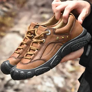 Wzlight Men Waterproof Hiking Boots Ankle Outdoor Sports Lightweight Hiking Shoes Plus Velvet Warm Men's Snow Boots Non Slip Rubber Flat Shoes,Yellow-40