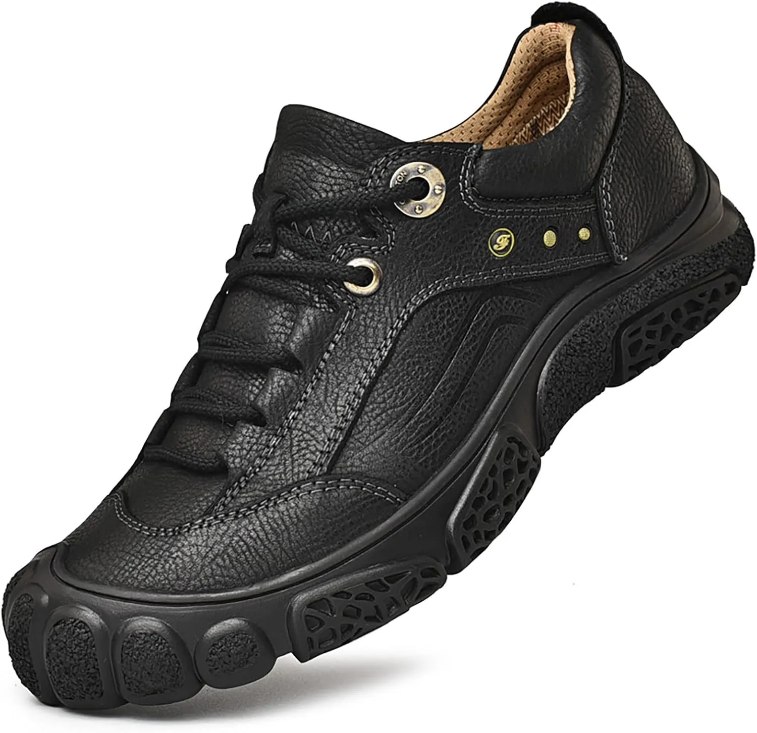 Wzlight Winter Snow Boots for Mens Mens Hiking Boots, Waterproof Non-Slip Outdoor Fur Warm Shoes Leather Ankle Boots,Black-40