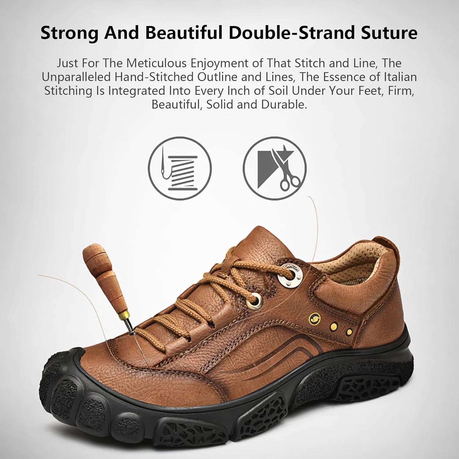 Wzlight Winter Snow Boots for Mens Mens Hiking Boots, Waterproof Non-Slip Outdoor Fur Warm Shoes Leather Ankle Boots,Black-40
