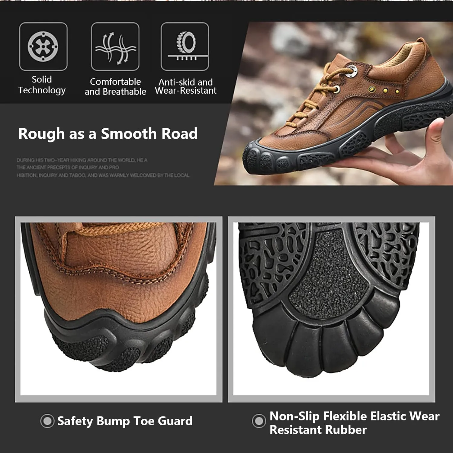 Wzlight Winter Snow Boots for Mens Mens Hiking Boots, Waterproof Non-Slip Outdoor Fur Warm Shoes Leather Ankle Boots,Black-46