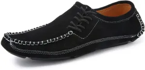 XTYPE Loafer Shoes for Men Suede Vamp Round Toe Stitching Details Breathable Resistant Flexible Lightweight Casual Slip On (Color : Black, Size : 10)