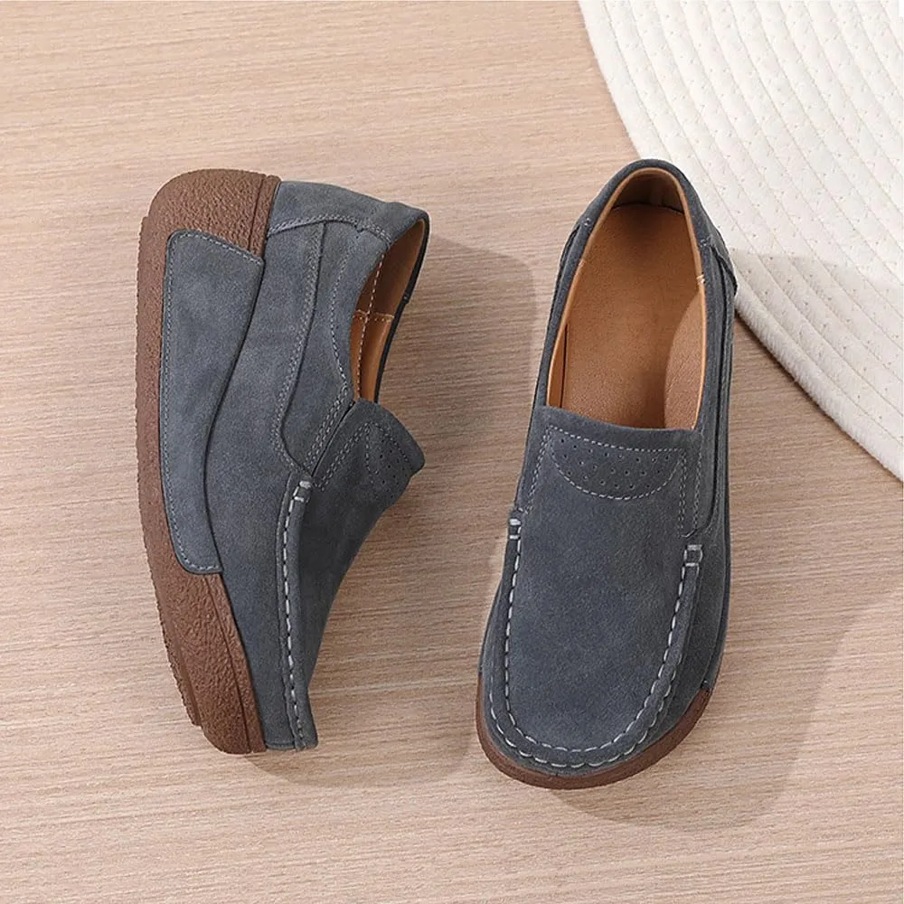 YING LAN Women Slip On Loafers Comfort Suede Moccasins Wide Low Top Shoes