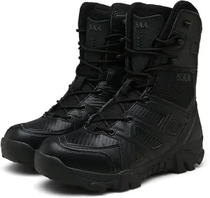 Zipper Military and Tactical Boots for men, Waterproof Non-Slip Comfortable Shock Absorption Boots, Outdoor Lace-Up Sports Lightweight Durable Breathable Hiking Shoes