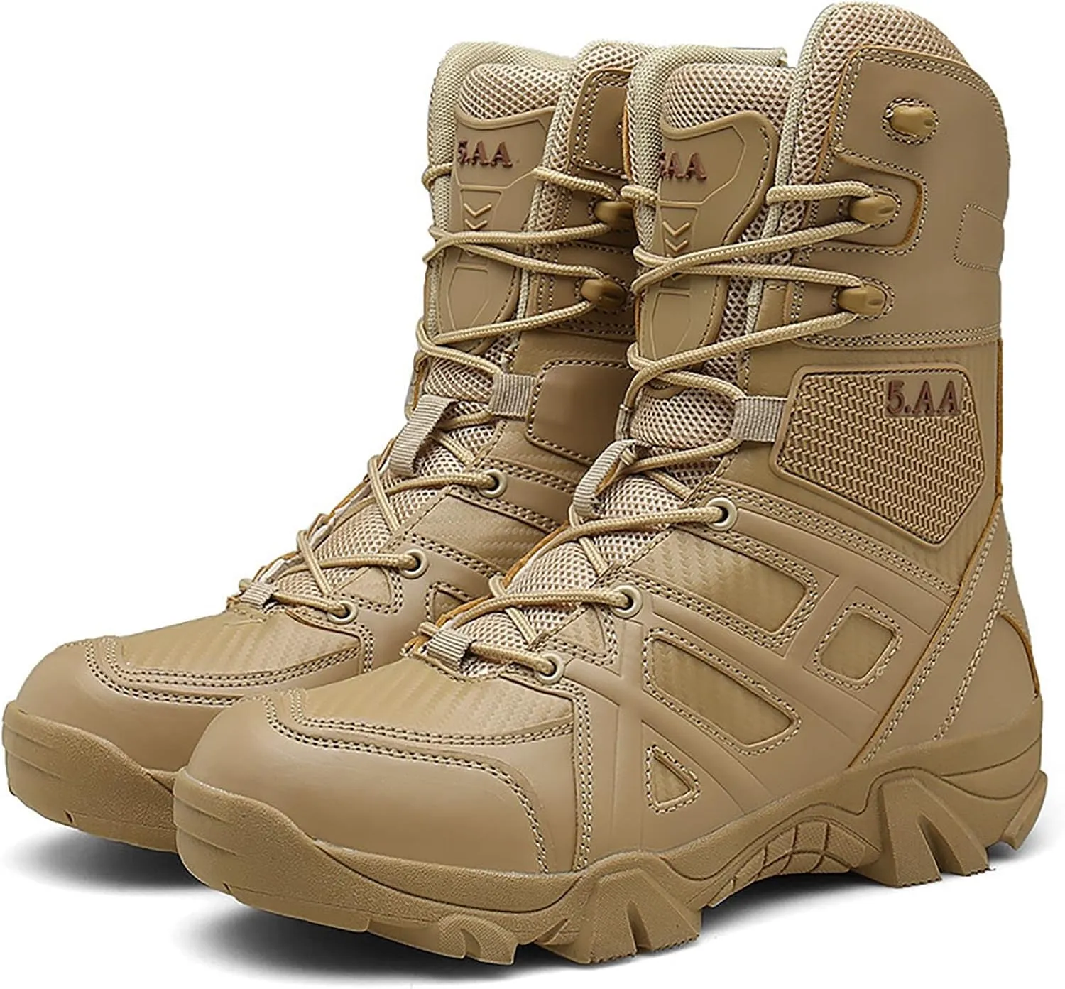 Zipper Military and Tactical Boots for men, Waterproof Non-Slip Comfortable Shock Absorption Boots, Outdoor Lace-Up Sports Lightweight Durable Breathable Hiking Shoes