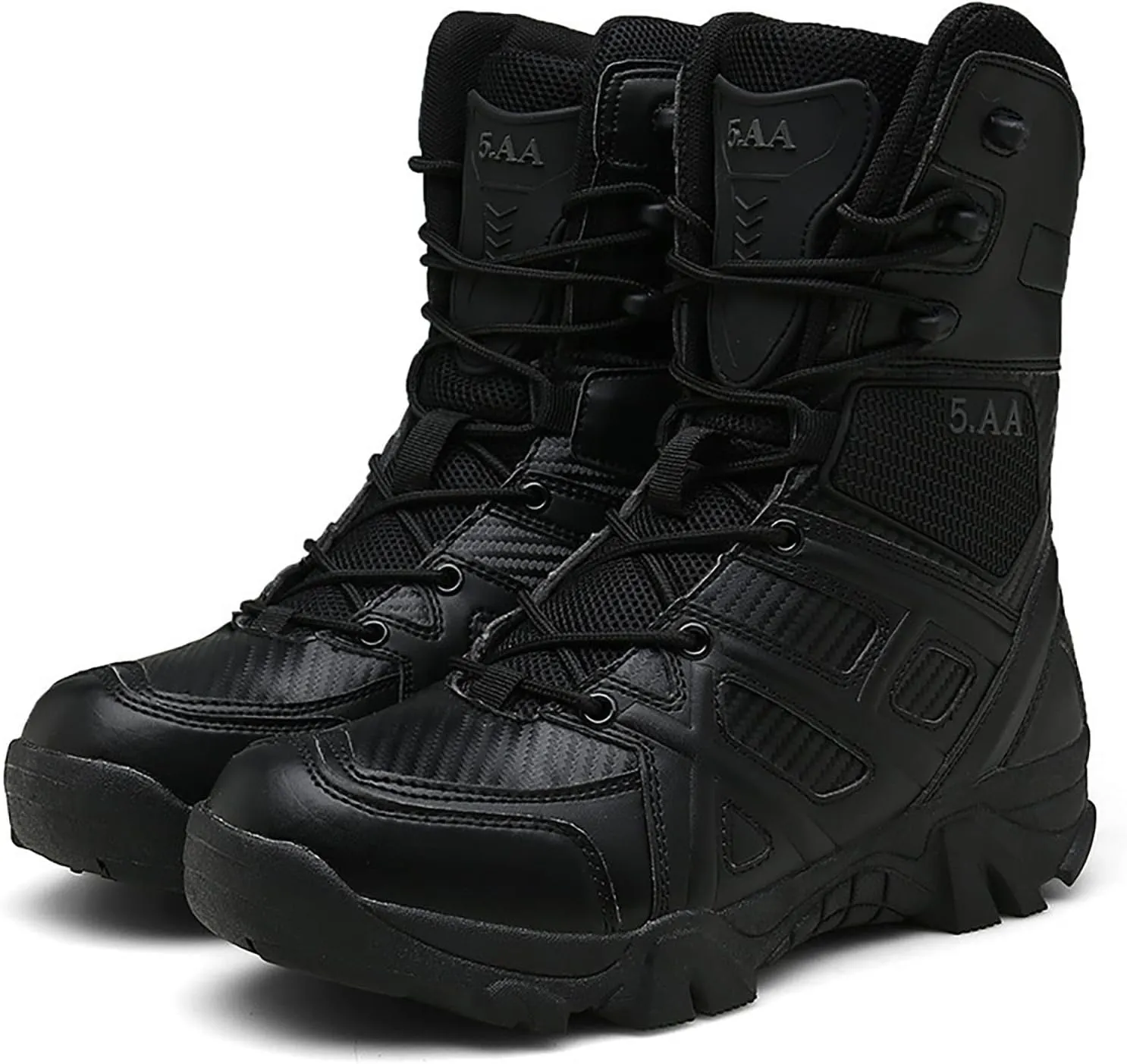 Zipper Military and Tactical Boots for men, Waterproof Non-Slip Comfortable Shock Absorption Boots, Outdoor Lace-Up Sports Lightweight Durable Breathable Hiking Shoes