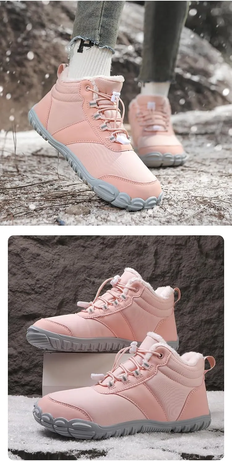 ZWRXW Winter Barefoot Shoes Women Hike Shoe Footwear Barefoot Shoes Mens Waterproof Non Slip Warm Snow Boots Wide Toe Box Hiking Sneaker Unisex