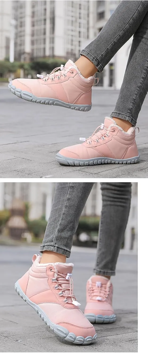 ZWRXW Winter Barefoot Shoes Women Hike Shoe Footwear Barefoot Shoes Mens Waterproof Non Slip Warm Snow Boots Wide Toe Box Hiking Sneaker Unisex